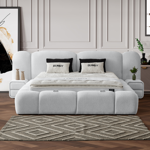 Тапицирана спалня с матрак BUMBY 180 x 200 - светлосив  21