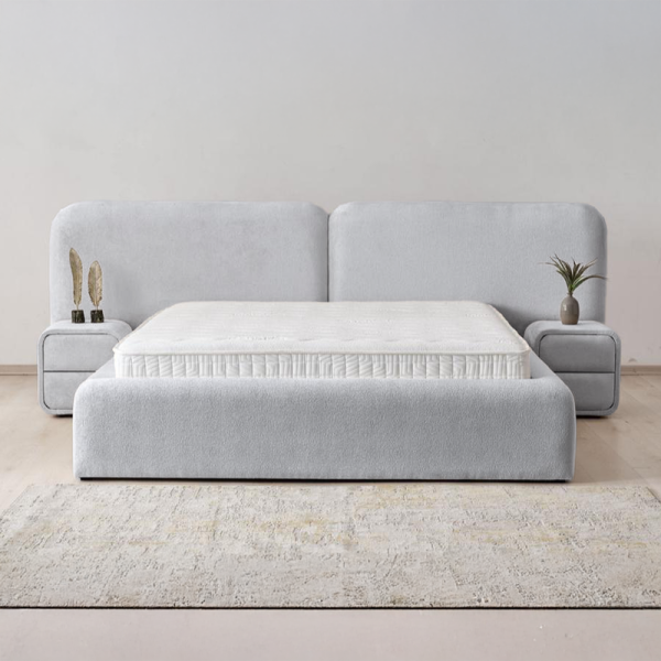 Тапицирана спалня с матрак MYKONOS 180 х 200 - сребърен AN