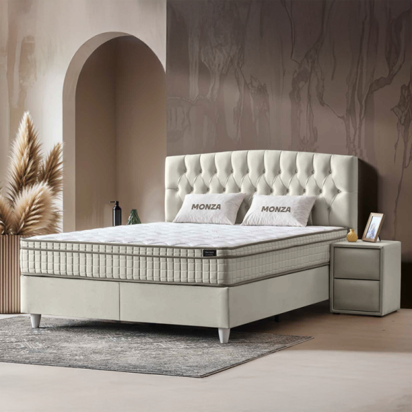 Тапицирана спалня с матрак MONZA 180 x 200 - крем B 01