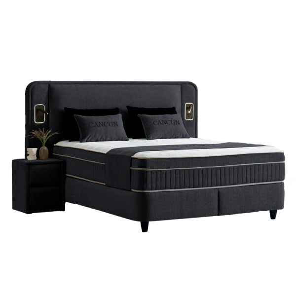 Тапицирана спалня с матрак CANCUN 180 x 200 - черен
