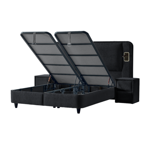 Тапицирана спалня с матрак CANCUN 180 x 200 - черен