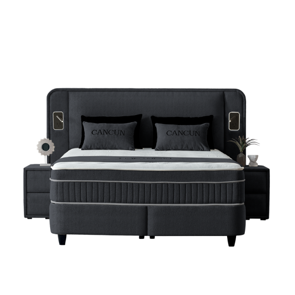 Тапицирана спалня с матрак CANCUN 180 x 200 - черен
