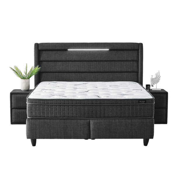 Тапицирана спалня с матрак COTTON 180 x 200 - графит 501