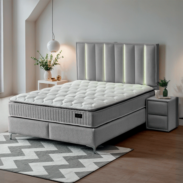 Тапицирана спалня с матрак MINI MOONLIGHT 160 х 200 - сив 620
