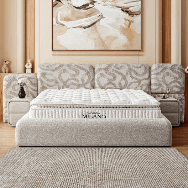 Тапицирана спалня с матрак  MILANO 160 x 200 - сив A