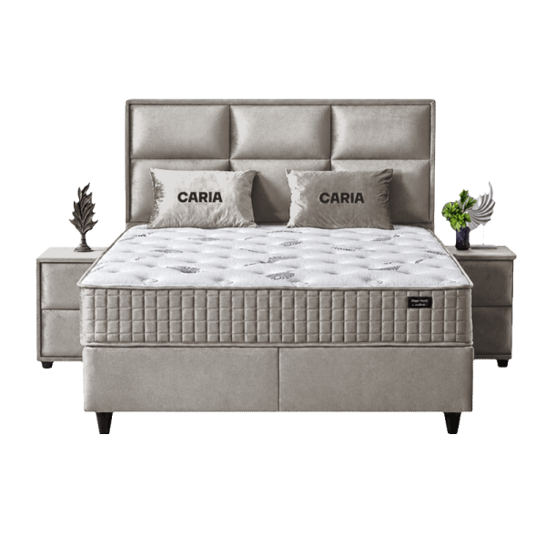 Тапицирана спалня с матрак CARIA 160 x 200 - перла SY