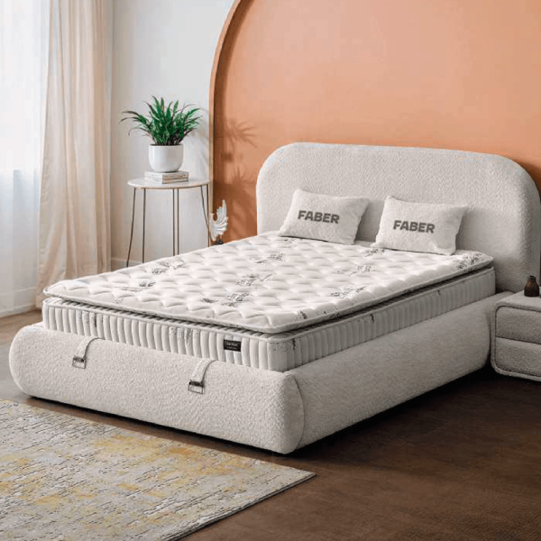 Тапицирана спалня с матрак FABER 160 х 200 - перла SY