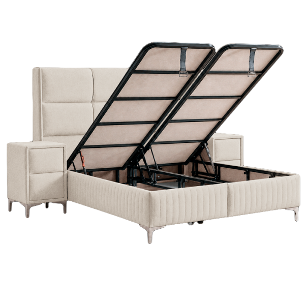 Тапицирана спалня с матрак BELLA 160 x 200 - бежов 02