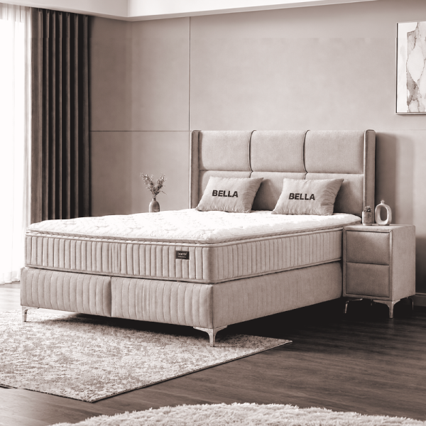 Тапицирана спалня с матрак BELLA 160 x 200 - крем 03