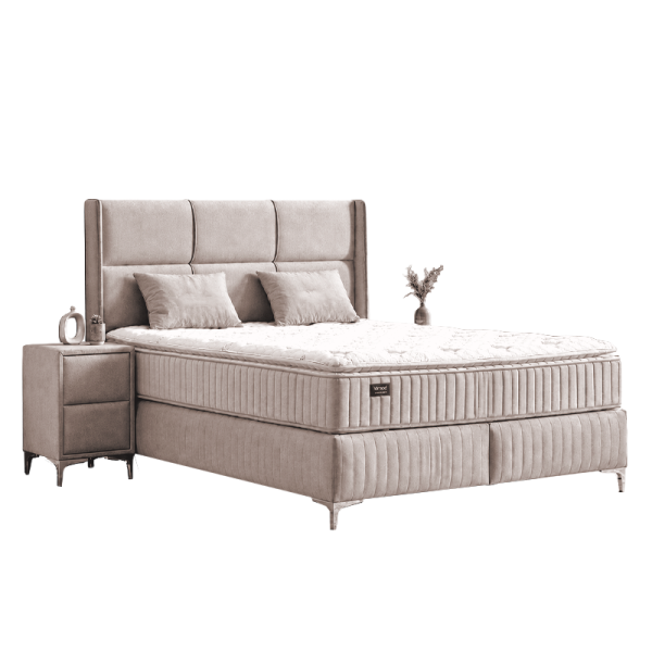 Тапицирана спалня с матрак BELLA 180 x 200 - крем 03