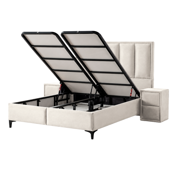 Тапицирана спалня с матрак HERMES 160 x 200 - слонова кост AN