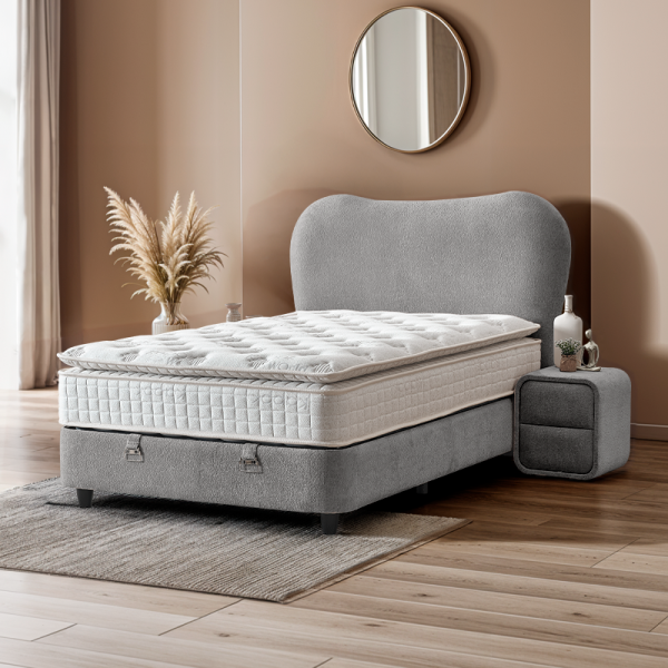 Тапицирана спалня с матрак MOON 120 х 200 - сив 18