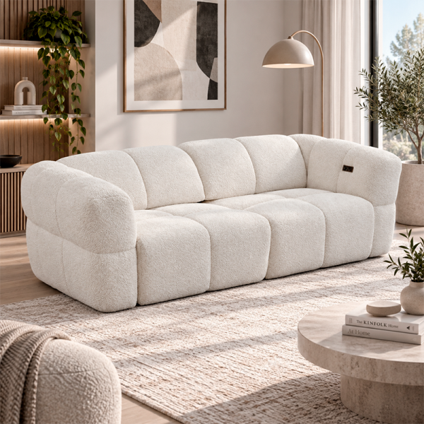 Диван тройка с електрически механизъм ORTONA LUX - крем