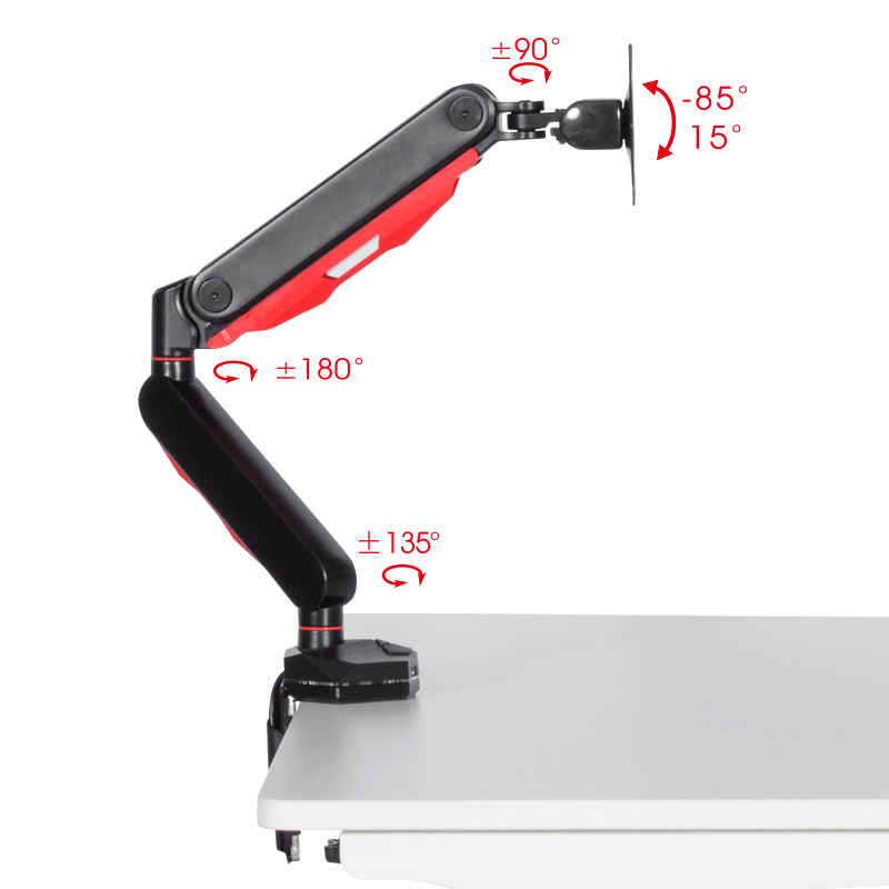 Геймърска стойка за монитор с газов амортисьор Carmen CR-530 - черно - червена