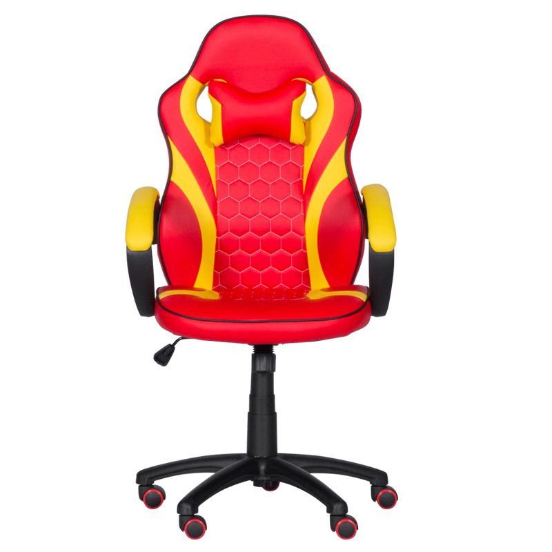 Геймърски стол с футболни мотиви Carmen 6305 - червено-жълт