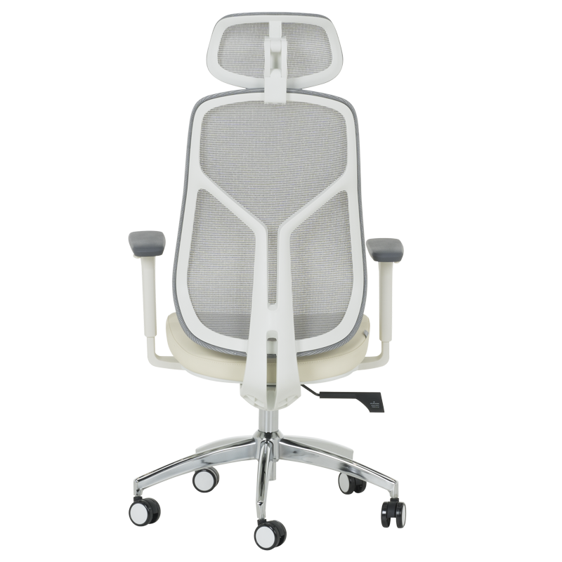 Ергономичен стол Carmen 7901 W еко кожа - сив-шампанско