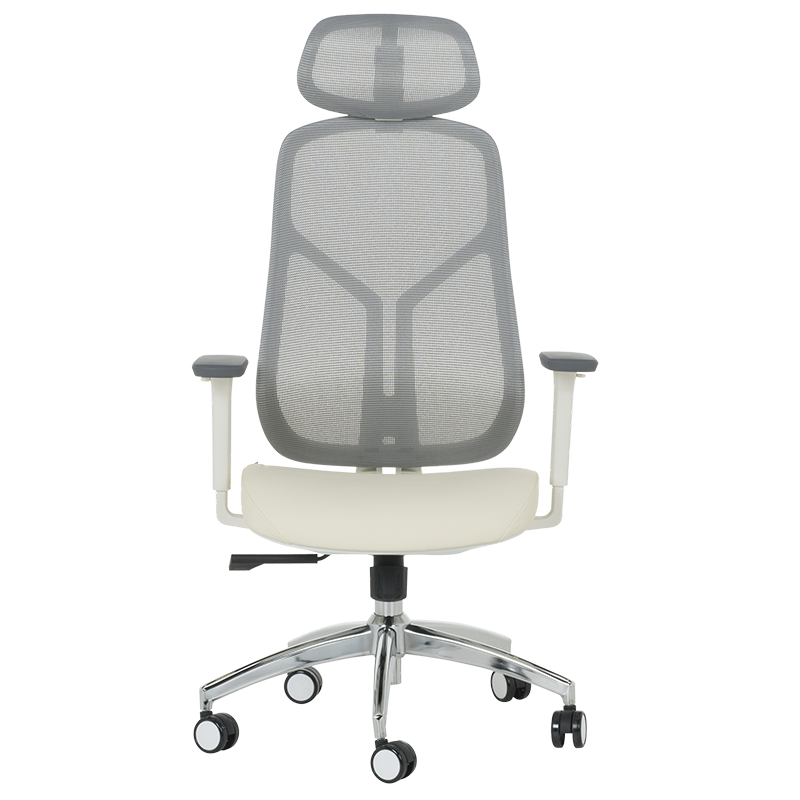 Ергономичен стол Carmen 7901 W еко кожа - сив-шампанско