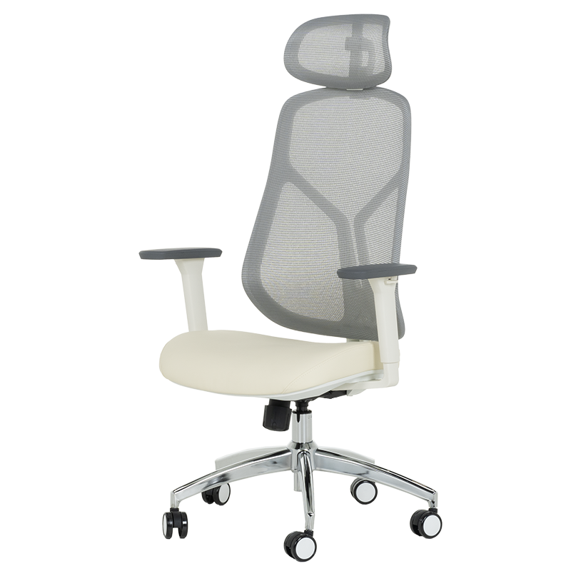 Ергономичен стол Carmen 7901 W еко кожа - сив-шампанско