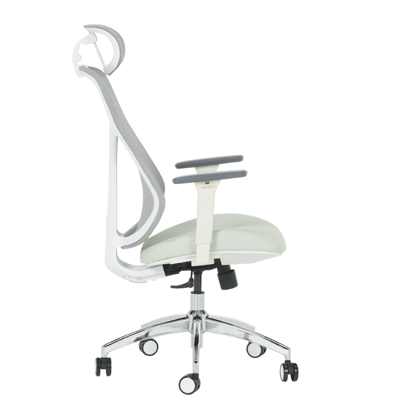 Ергономичен стол Carmen 7901 W еко кожа - сив-светлозелен