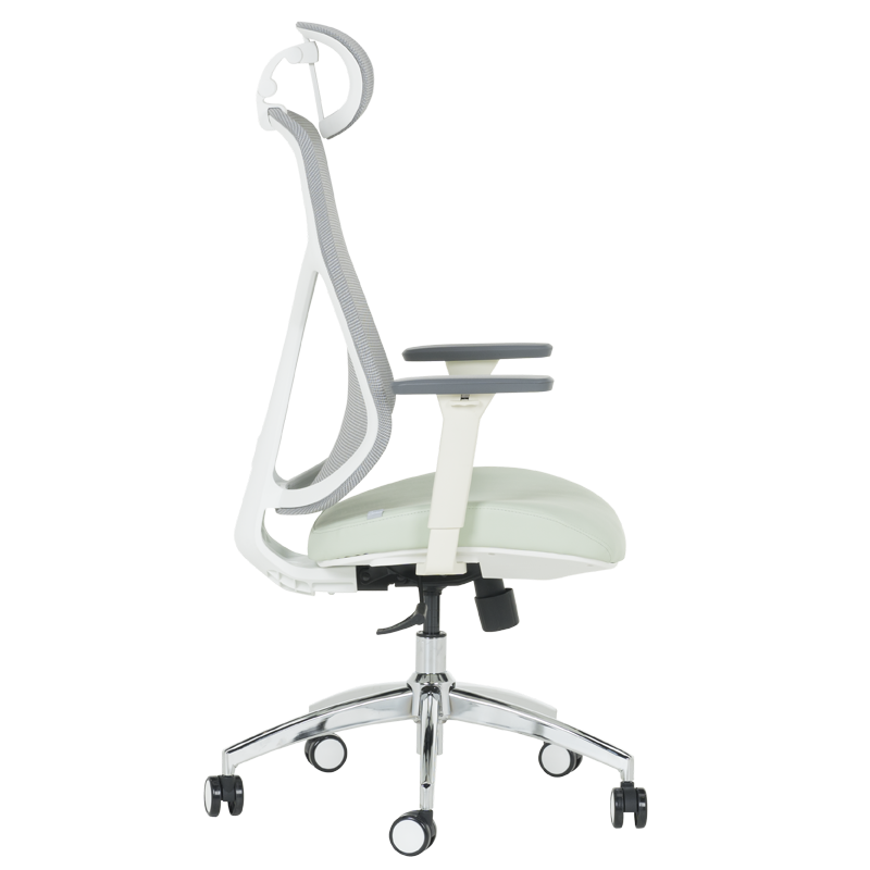 Ергономичен стол Carmen 7901 W еко кожа - сив-светлозелен