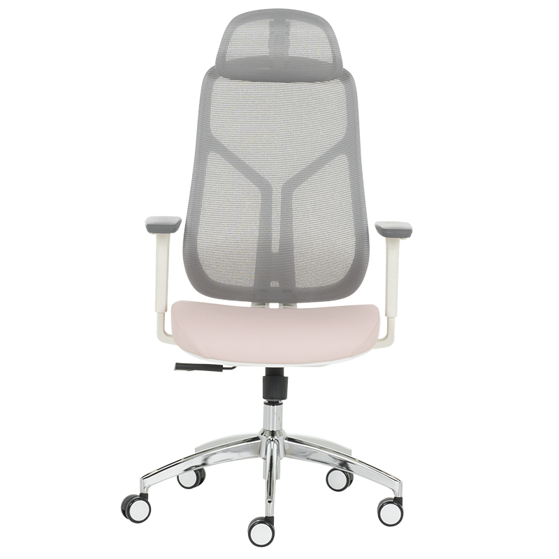 Ергономичен стол Carmen 7901 W еко кожа - сив-розов