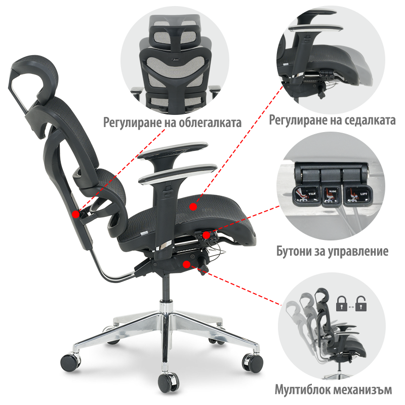 Ергономичен стол JASPER - черен