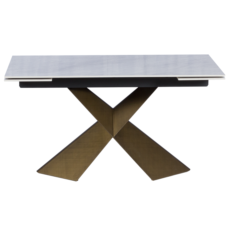 Разтегателна трапезна маса DABKI - бяло - злато