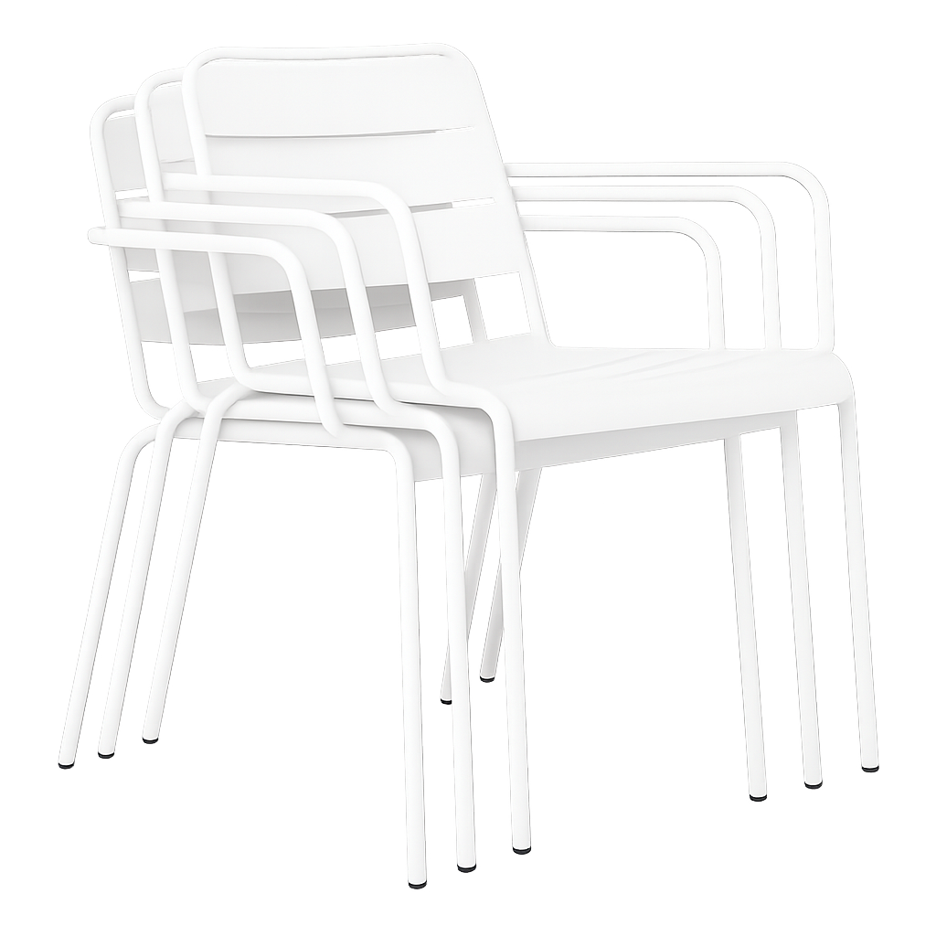 Метален градински стол SAKI - бял