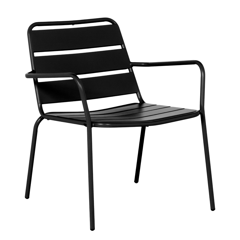 Метален градински стол SAKI - черен