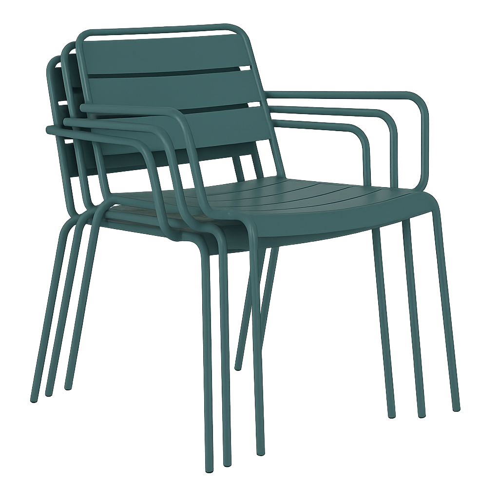 Метален градински стол SAKI - тъмнозелен