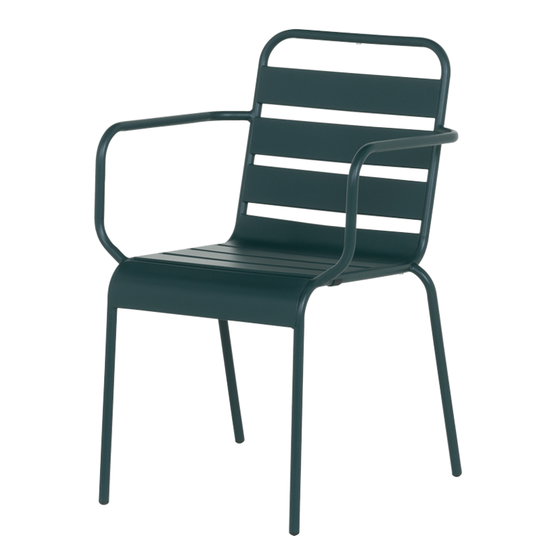 Метален градински стол INISA - тъмнозелен