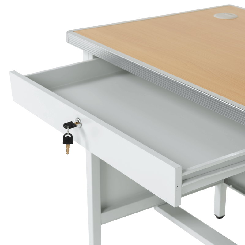 Метално бюро Carmen CR-1318 L - сиво / бук