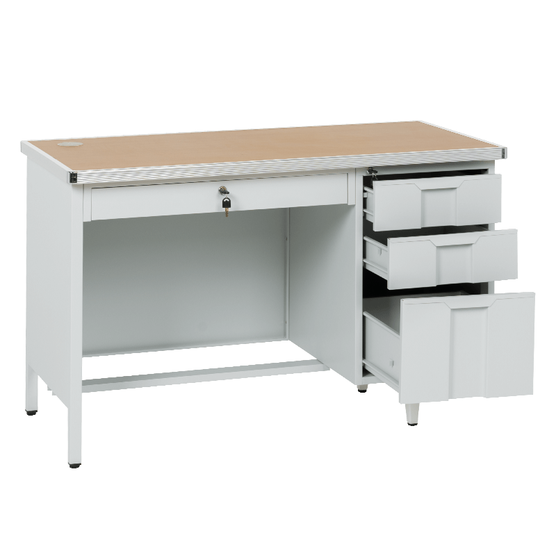 Метално бюро Carmen CR-1318 L - сиво / бук