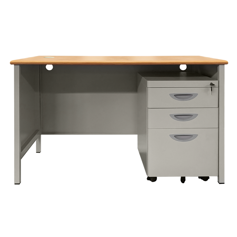 Метално бюро Carmen CR-1320 L - сиво / бук