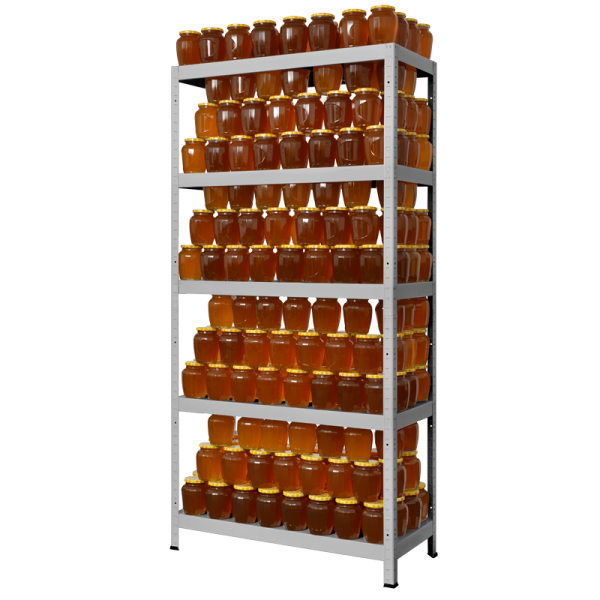 Метален стелаж HARD 180x80x40 см, до 130 кг на рафт - цинк