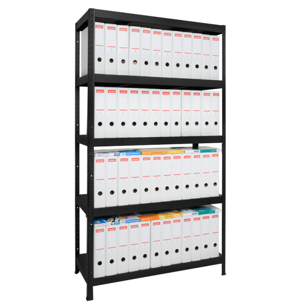 Метален стелаж HARD 180x90x40 см, до 130 кг на рафт  - черен