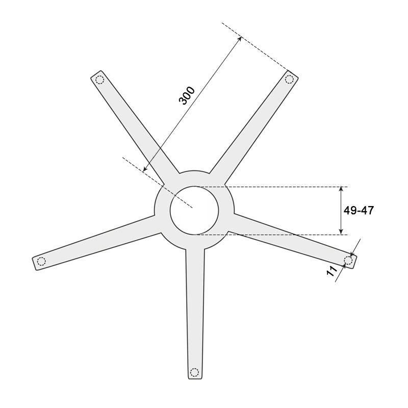 Звезда за офис стол - 300 мм - полипропилен