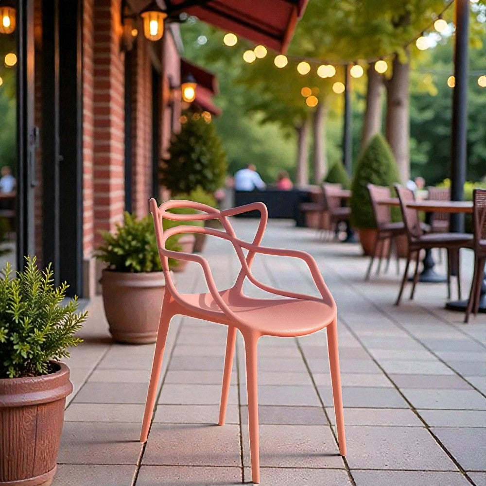 Градински Стол Виена Розов - Полипропилен с Подлакътници