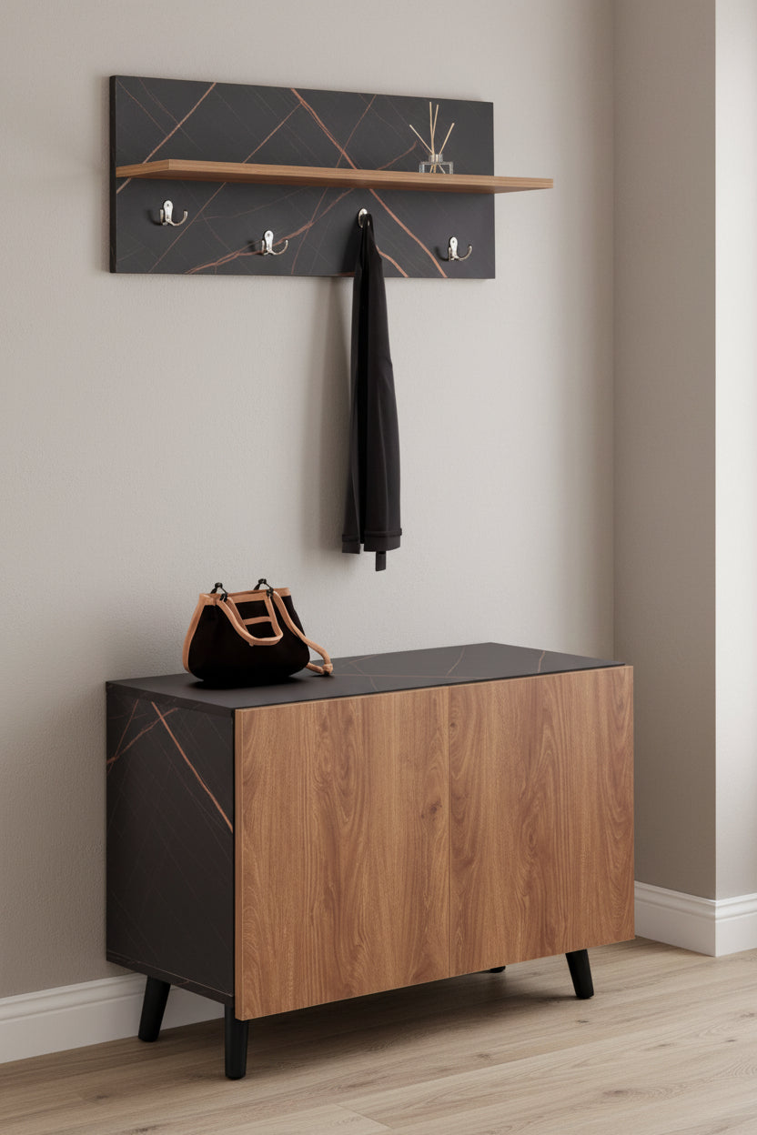 Антре  DELPHINE   цвят черен-натурал 80x31.5x52