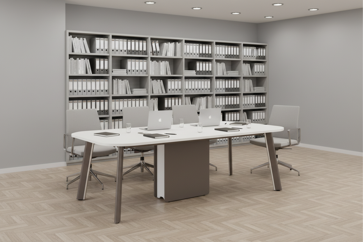 Конферентна маса    NEWLINE  с меламин, кремави алуминиеви крака, 240x110x75 см