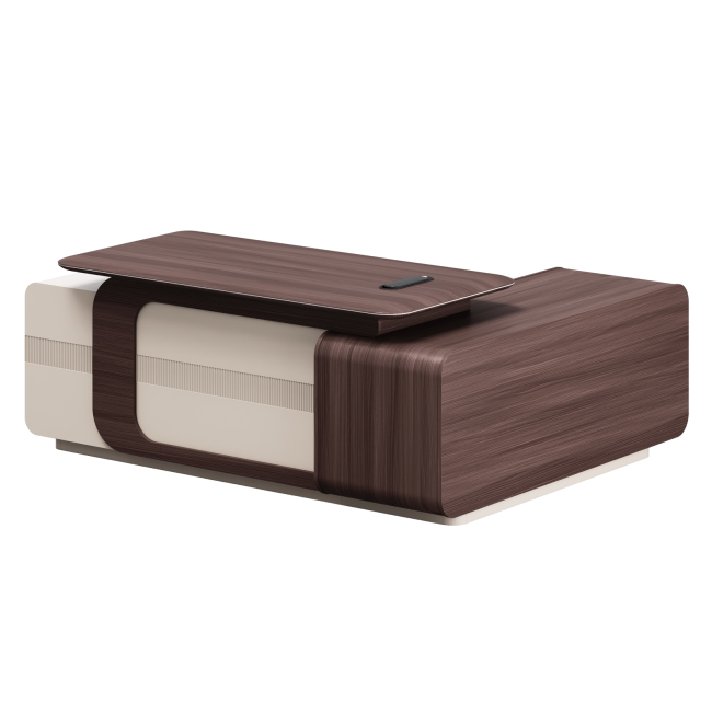 Бюро  PRESIDENT ляв ъгъл орех-бежов цвят 200х160х76 см