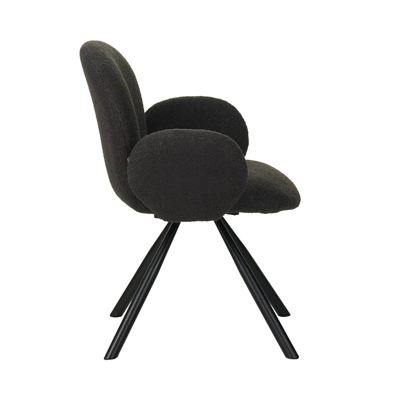 Фотьойл Garzele  тъмно сиво плюшено плат-крака черен метал 68x66x82.5cm