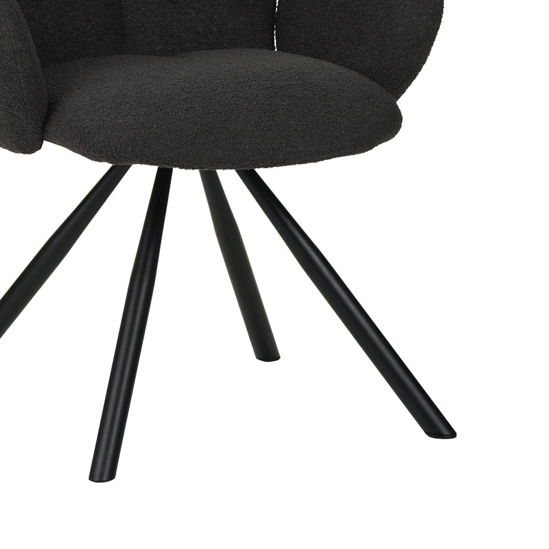 Фотьойл Garzele  тъмно сиво плюшено плат-крака черен метал 68x66x82.5cm