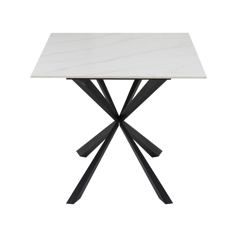 Трапезна   маса COZLINE бял мрамор синтерован камък-крак черен метал 180x90x76cm