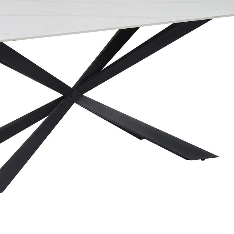 Трапезна   маса COZLINE бял мрамор синтерован камък-крак черен метал 180x90x76cm