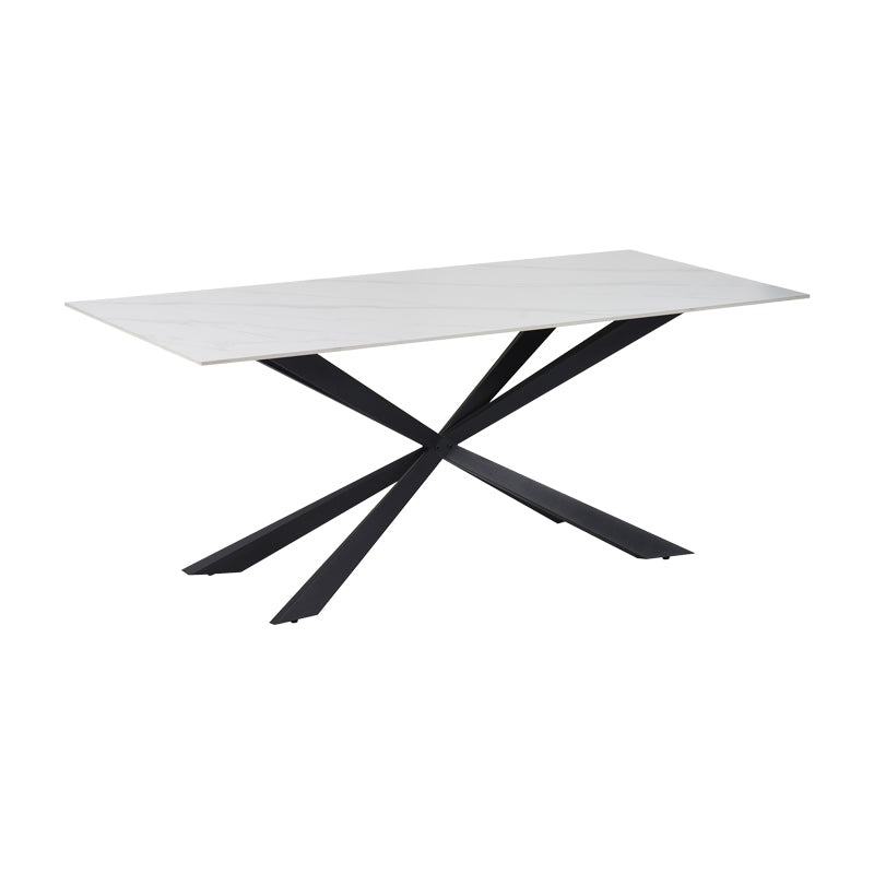 Трапезна   маса COZLINE бял мрамор синтерован камък-крак черен метал 180x90x76cm