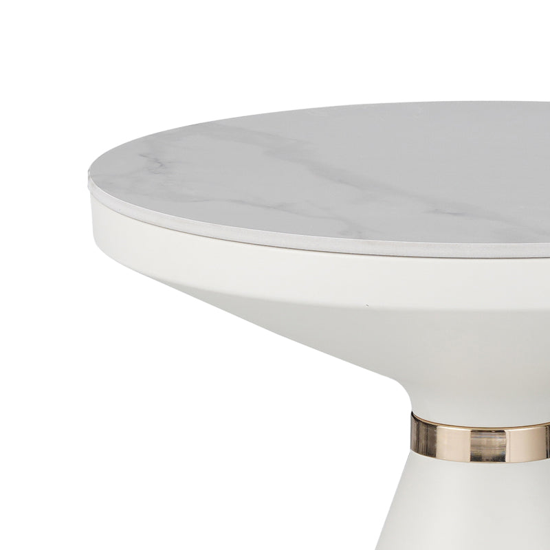 Помощна маса COOZLIN  бял мрамор с бяло-златен метал