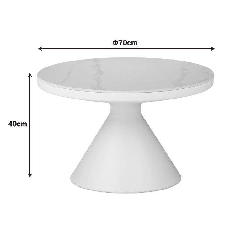 Маса за кафе Coozlin  синтерован камък бял мрамор метал с бял метал d70x40cm