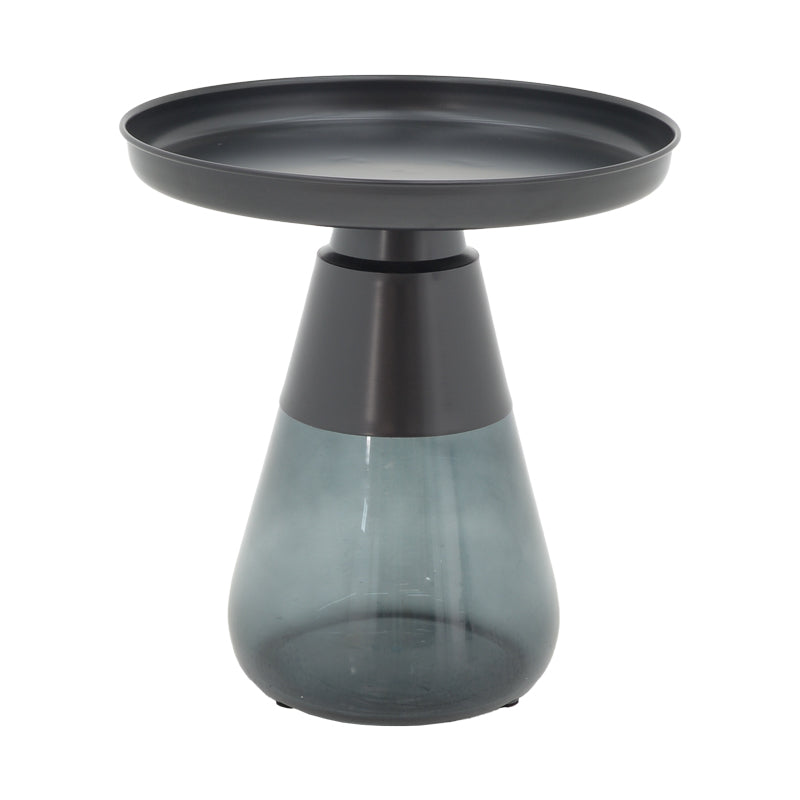 Холна маса Kunlo  черен метал-черно стъкло D50x53.5см