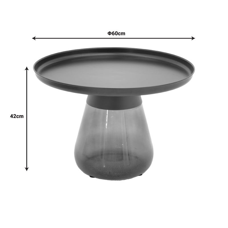 Холна маса Kunlo  комплект 2 части черен метал-черно стъкло